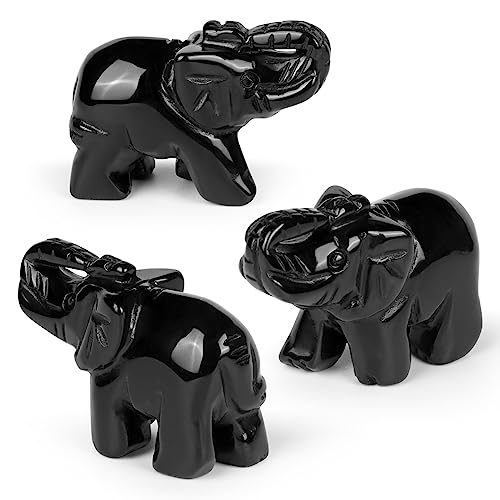 Figura Decorativa Elefante de Cristal Obsidiana Negra 2" miniatura 5