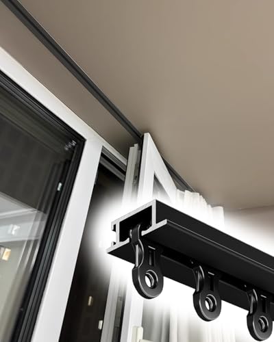 Riel invisible para techo negro de 200 cm en aluminio de 1 cm de profundidad para camas elevadas 2