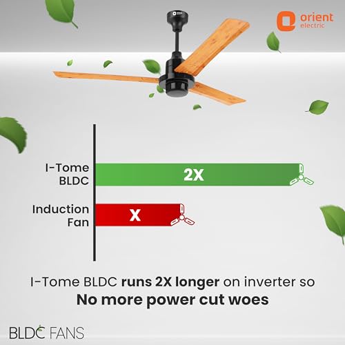 Image of Orient Electric's 1200 mm I Tome Remote| BLDC remote fan| BEE 5-star rated, consumes 26W at the highest speed | Saves up to 50% on electricity bills | 3-year warranty | Wooden finish, pack of 1