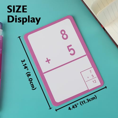 Image of BAZIC Addition Flash Card, 36 Per Pack (532-36P) | Answer printed on each card for self-checking math practice, Flashcard, Bulk pack, For studying and classroom practice