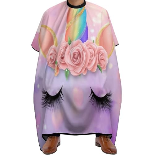 Hairdressing Cape Horse Seas Face Rose Pink Art, Anti-static Salon Cape Stain resistant Hairdressing Gown for Haircut Men 140X168cm