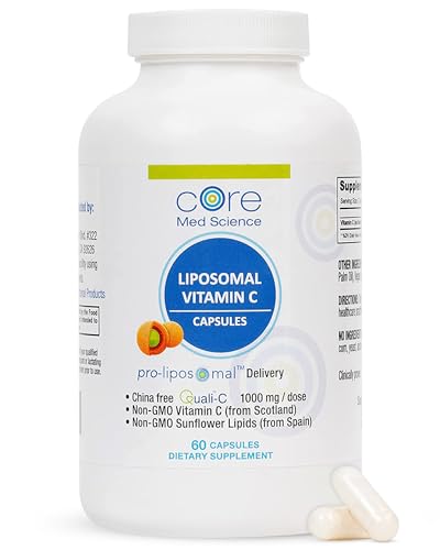 Core Med Science Liposomal Vitamin C 1000mg, 60 Capsules - Non-GMO Natural Liposomal Vitamin C Supplement That Promotes Healthy Skin - Immune System Booster for Adults, Supports Collagen Formation