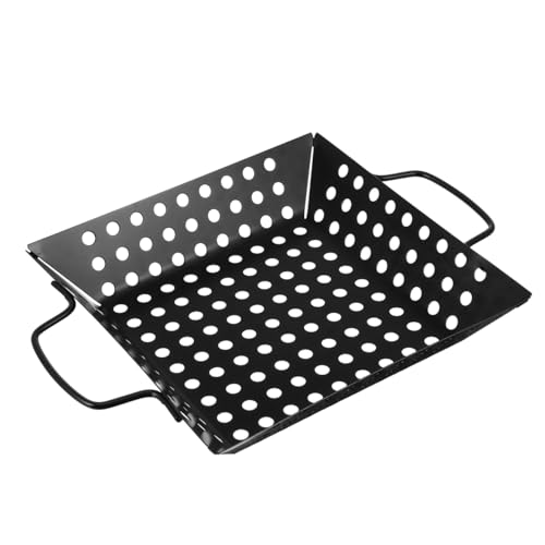 YARNOW Bandeja para parrilla de carbón, parrilla de acero vegetal, para exteriores, para verduras, para barbacoa, cesta grande de malla, para cocinar en interiores, utensilios para hornear, pintura
