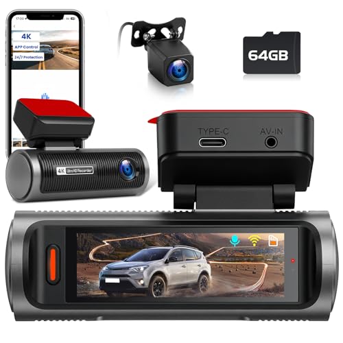 4K Dual Channel Dash Cam 360° Front and Rear, 4K