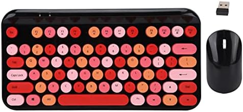 Dpofirs 75 Keys USB Keyboard and Mouse Combo, 2.4Ghz Wireless Mouse and Keyboard with 12 Multimedia Key Combinations Low Noise for PC Gamer Computer Desktop(Red Black)