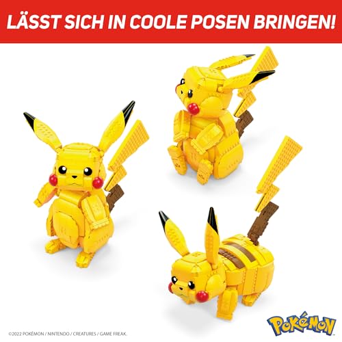 Mega Pokémon Figuren, Jumbo Pikachu Figur zum Zusammenbauen, Höhne: 30cm, bewegliche Beine/Arme/Ohren und Schweif, Pokémon Spielzeug, Spielzeug ab 6 Jahre, FVK81