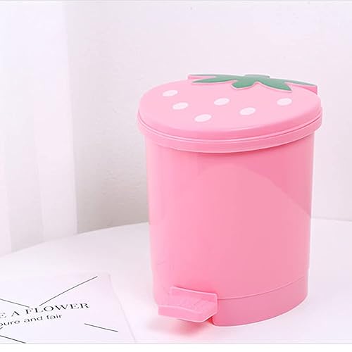 Miniatura 3 de Mini cubo de basura de escritorio con tapa abatible bonita fresa rosa mini botes de basura para encimera para escritorio automóvil oficina cocina