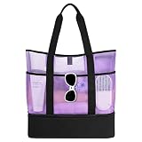 Luckits Bolsa Grande de Malla de Playa, Bolsas Compra Reutilizables para Almacenamiento Juguetes, Bolsa Plegable de Compras para Natación, Camping, Compras, Vacaciones Familiares