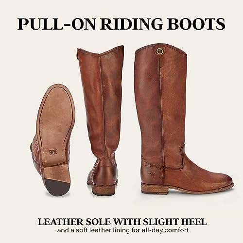Frye Melissa Button 2 Equestrian-Inspired Tall Boots for Women Made from Hard-Wearing Vintage Leather with Antique Metal Hardware and Leather Outsole – 15 ½” Shaft Height, Cognac, 7.5 | Image 5