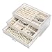 Scatola Gioielli con 3 Cassetti, Velluto Porta Anelli Donna, Organizzatore di Gioielli In Acrilico per Orecchini, Anelli, Collane, Bracciali, Cassettiera Porta Gioielli, Regalo per Le Donne (Beige)