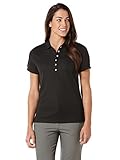 Callaway Women's Short Sleeve Ottoman Stretch Performance Golf Polo, Sun Protection, Moisture-Wicking (Available in Plus), Black, Medium