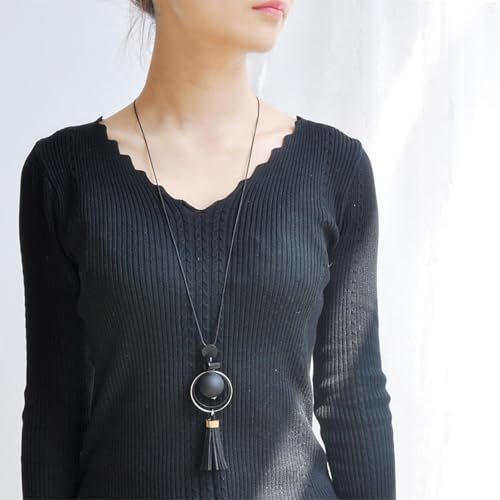 Collier flanelle noire ZXQUEGF parfait comme chaîne de pull pour vos soirées d'hiver - 3
