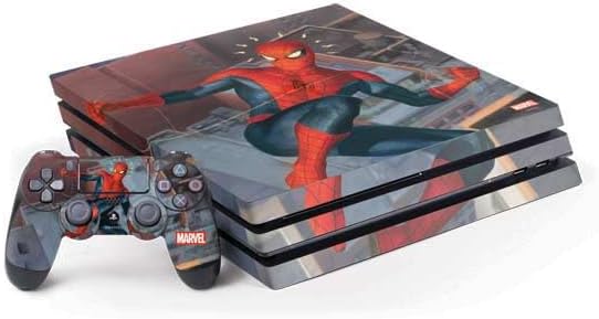 Skinit Decal Gaming Skin Compatible with PS4 Pro Bundle - Officially Licensed Marvel Spiderman Crawling Spiderman Design