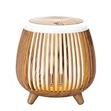 グリーンハウス ウッドサークル加湿器 超音波式 木目調 ナイトライト USB給電 スポンジレス お手入れ簡単 空焚き防止 GH-UCHE-NW