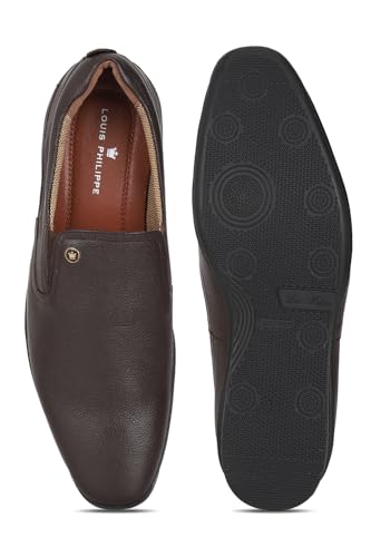 Image of Louis Philippe Men Premium Leather Breathable Lining Material Anti Slip Flat Heel TPR Sole Formal Slip-on Shoes