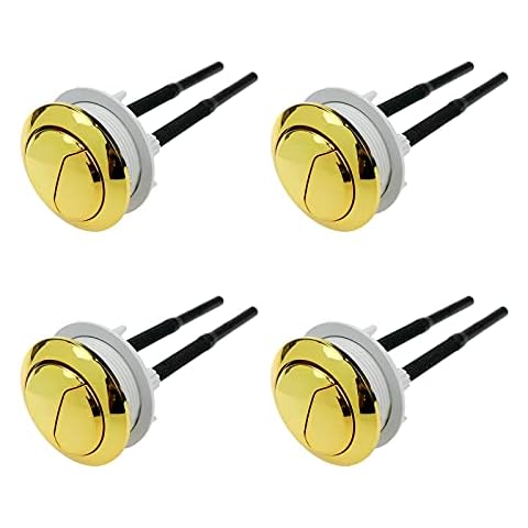 Quluxe 48MM Toilet Tank Button Dual Push Flushing Toilet Button Toilet Button Replacement Toilet Flush Button with Thread Diameter- Gold (Pack of 4) Cover