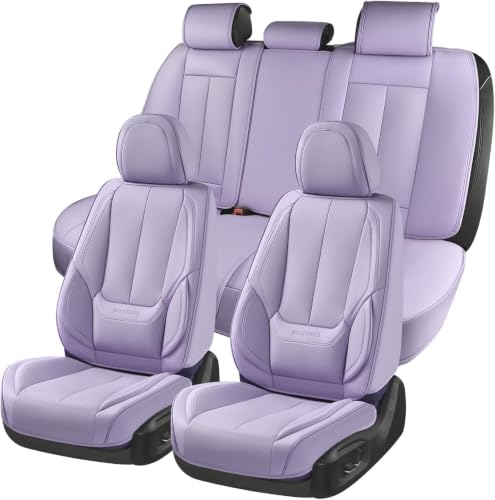 Image of Coverado Car Seat Covers Full Set, Seat Covers for Cars, Front Seat Covers and Back Seat Cover Waterproof Leather Automotive Seat Cover, Universal Car Interior Protectors for Most Cars
