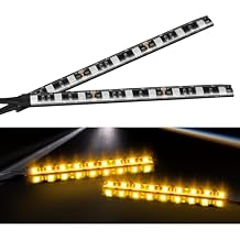 2PCS Waterproof Flexible Amber Led Light Strip, 12V 9-5050-SMD Led Strip for Motorcycle Turn Signal Backup License Plate, Universal Yellow Light Strip for Motorcycle ATV UTV