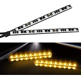 Wogomz 2PCS Waterproof Flexible Amber Led Light Strip, 12V 9-5050-SMD Led Strip for Motorcycle Turn Signal Backup License Plate, Universal Yellow Light Strip for Motorcycle ATV UTV
