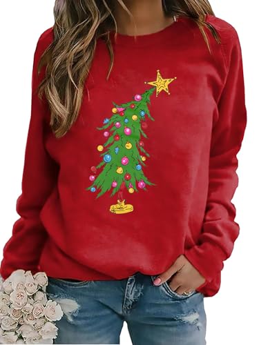Christmas Sweatshirts For Women Cute Christmas Tree Graphic Long Sleeve Shirt Xmas Holiday Party Pullover Blouse 1 Christmas Sweatshirts For Women Cute Christmas Tree Graphic Long Sleeve Shirt Xmas Holiday Party Pullover Blouse