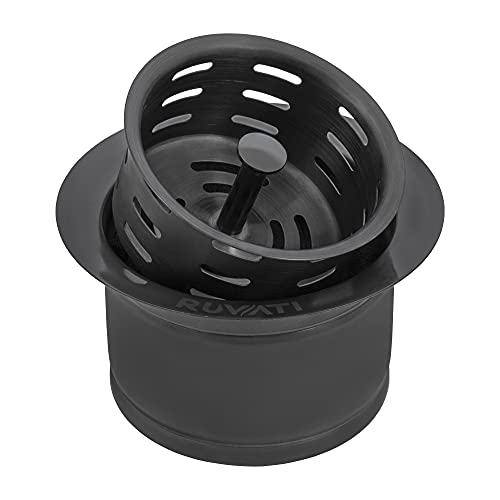 Ruvati Extended Garbage Disposal Flange with Deep Basket Strainer - Gunmetal Black Stainless Steel - RVA1049BL
