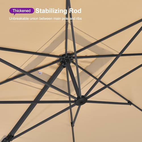 Image of PURPLE LEAF Patio Umbrella 9' X 12' Wind Resistant Outdoor Umbrella Beige