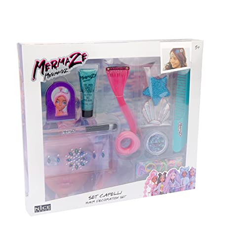 Kit cheveux sirène avec extensions et gel à paillettes pour coiffures enfant