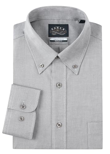 Eagle Men's Long Sleeve Oxford Dress Shirt, Multiple Sizes, Regular Fit, Button Down Collar, 100% Cotton