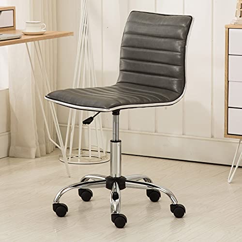 Farmahar Adjustable Air Lift Office Chair, Armless Desk Chair, Metal Frame, 360 Swivel, Suitable For Home, Apartment, Office, Etc, Gray #TOP1