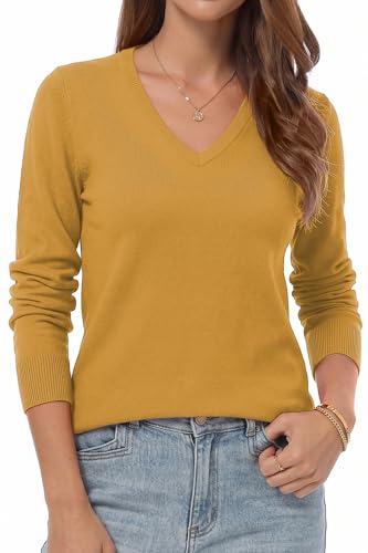 Image of QUALFORT Women's Sweaters Long Sleeve Soft Lightweight Basic Knitted Pullover Sweater