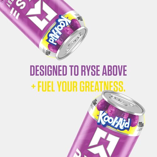 Image of RYSE Fuel Energy Drink - Kool-Aid Grape - Sugar Free, Gluten Free & Vegan - 200mg Natural Caffeine, Taurine & Choline for Focus & Energy - No Artificial Colors - 16 fl oz Cans (12-Pack)