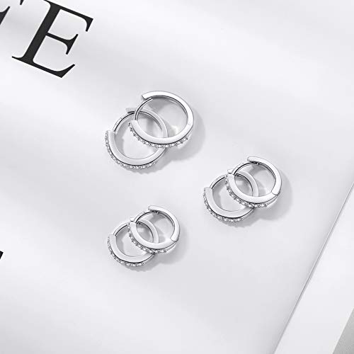Silver Huggie Hoop Earrings For Women, 3 Pairs Tiny Hypoallergenic Sterling Silver Cartilage Hoops | 14K Gold Small Cubic Zirconia Cuff Earrings Mini Piercing Jewelry For Girls Teen (Silver, 6/8/10Mm) #TOP7