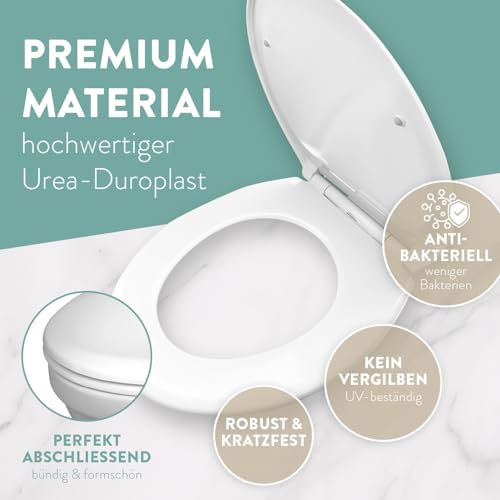 Benkstein® Toilettendeckel mit Absenkautomatik oval weiß – antibakterieller WC Sitz – Quick-Release zur einfachen Reinigung… – Ansicht 6