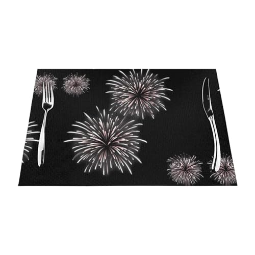 WHJWZY Woven Placemat 1 18x12 in Heat Resistant Non Slip Washable Table Mat Blooming Romantic Fireworks Pattern