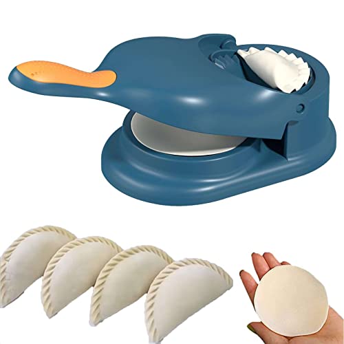 2 In 1 Dumpling Maker, Manual Dumpling Skin Maker Dumpling Moulds, Multifunction Diy Manual Dumpling Press Molds Set,Easy-Tool For Dumpling Make, Dumplings Skin Artifact Tool (Blue) #TOP2