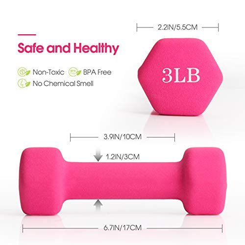 Dumbbell Set, Topmade 3Lb Pair Neoprene Coated Iron Dumbbells Hand Weights Set Barbell Exercise Fitness Hex Dumb Bell Free Weight Dumbbell For Women Men Home Gym Workout Strength Bodybuilding Training #TOP4
