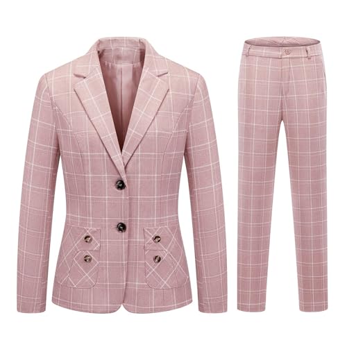 Costume écossais femme ensemble blazer manches longues et pantalon décontracté