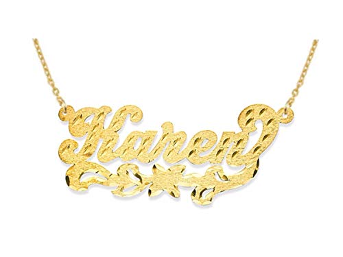 Rylos Necklaces For Women Gold Necklaces For Women & Men 14K Yellow Gold Or White Gold Personalized Satin Finish Diamond Cut Nameplate Necklace Special Order, Made To Order Necklace #TOP4