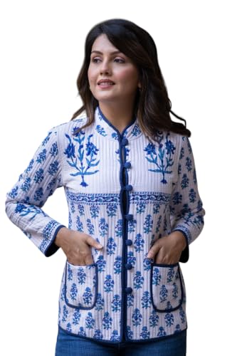 Image of Reversible Jacket for Women | Double Sided Quilted Jacket | Reversible Winter Jacket for Women | Stylish Ethnic Printed Jacket | Warm & Comfortable Casual Outerwear