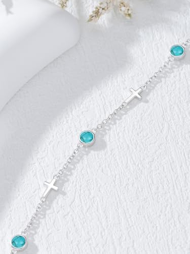 Image of Dorunmo Ankle Bracelet for Women 925 Sterling Silver Natural Stone Bracelet Anklet Summer Beach Jewelry Birthday Gifts for Mom