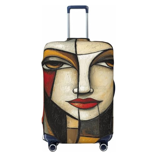Woman'S Face Geometric Shapes Elastic Travel Luggage Covers Dustproof Scratch-Resistant Suitcase Protector Fit 22-24 Inch