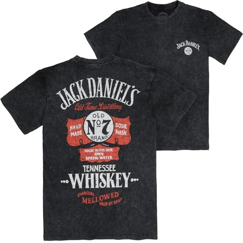Jack Daniels Old Time Distillery Front & Back Print Acid Wash T-Shirt