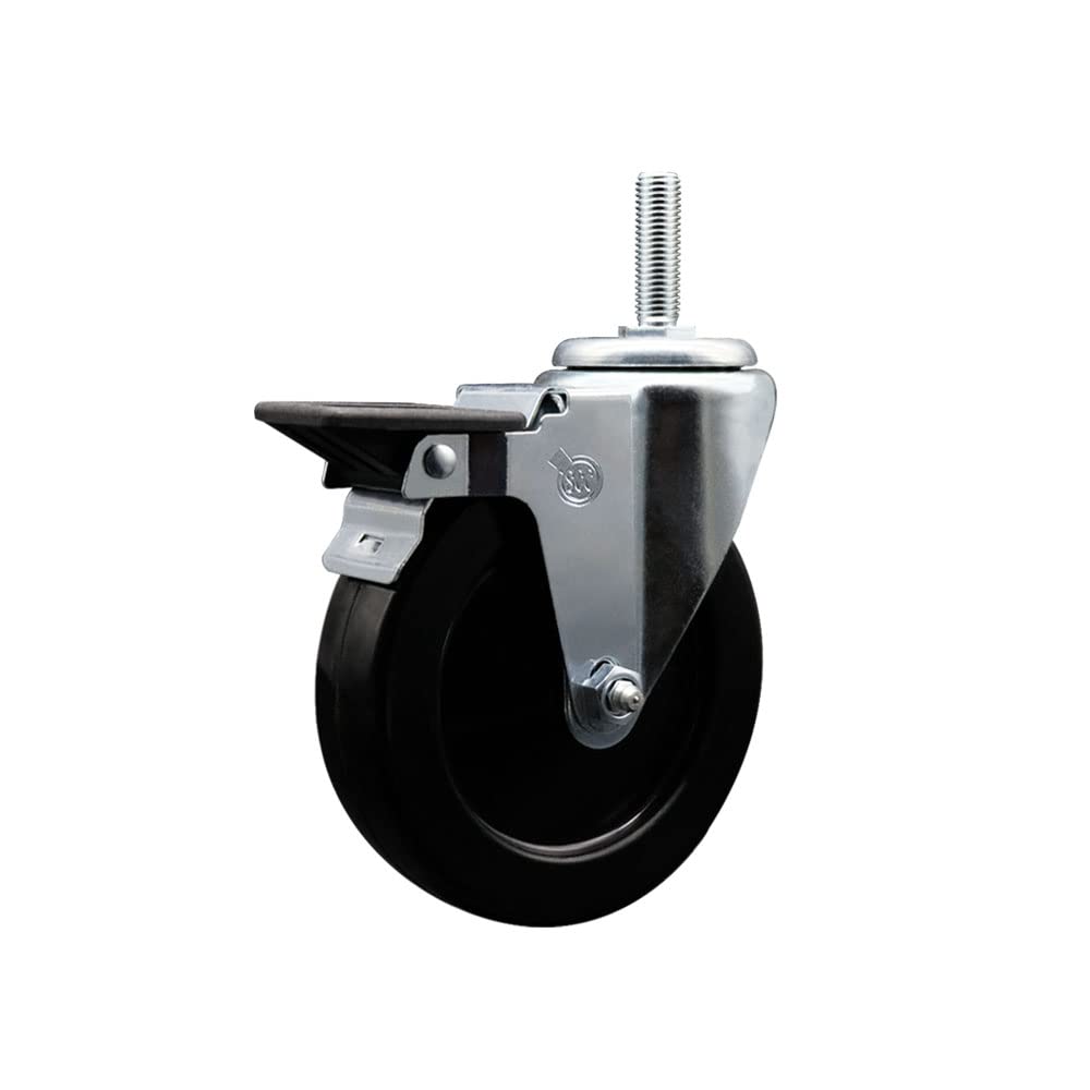 Hard Rubber Swivel Threaded Stem Caster w/5