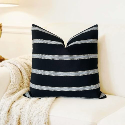 Slow Cow Textured Woven Stripe Throw Pillow Cover Modern...