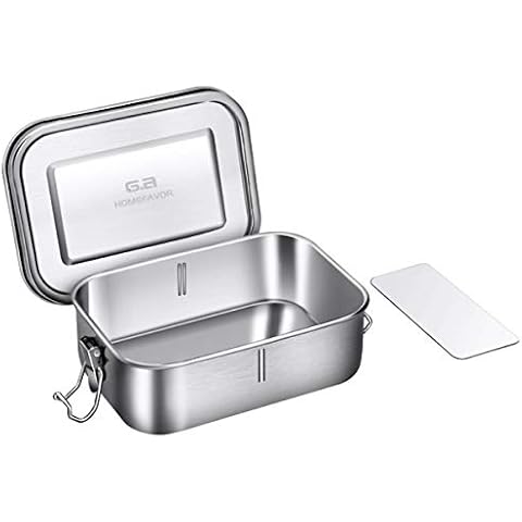 G.a HOMEFAVOR Bento Lunch Box, Stainless Steel Lunch Containers Leakproof with Removable Divider, Metal Lunch Containers, 800ML, Dishwasher Safe Cover