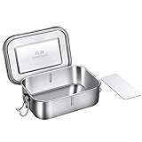 Bento Lunch Box, G.a HOMEFAVOR Stainless Steel Lunch Containers Leakproof with Removable Divider, Metal Lunch Containers for Kids Adults, 800ML, Dishwasher Safe