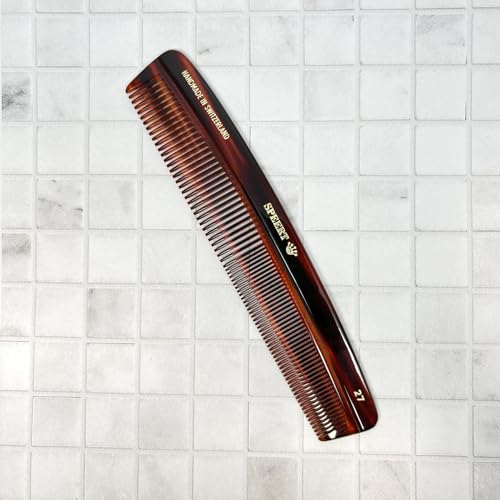 #27-O Peine hecho a mano Tortoise Havana Acetate 17.4 cm miniatura 7