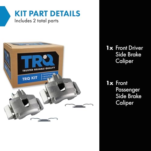 Image of TRQ Front Brake Caliper Set Zinc Coated Brackets Compatible with 2001-2007 Chrysler Town and Country 2003 Voyager 2003-2007 Dodge Caravan Grand Caravan