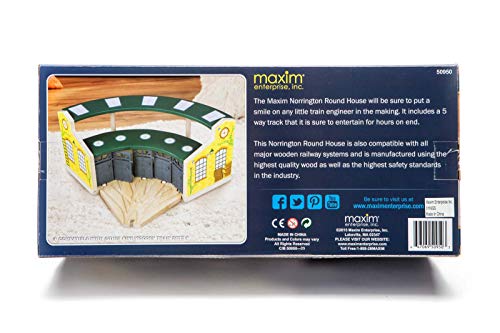 Wooden Train Round House With 5-Way Switching Track For Kids Ages 3 And Up, Vibrant Colors, Detailed, With Rotating Turntable. Houses 5 Engines Or Cars. Universally Compatible With Major Brands #TOP6