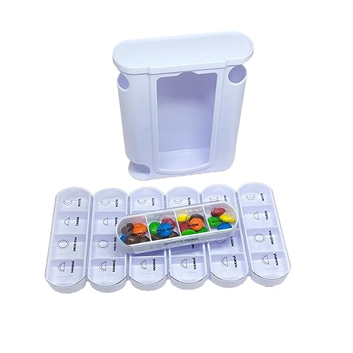 Porta Comprimido Torre com Gavetas para Organização Semanal Remédio